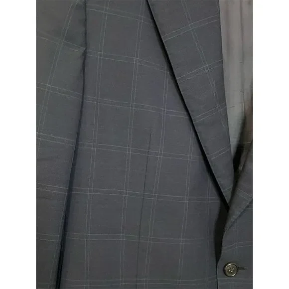 Ermenegildo Zegna Men's 52R Blue Wool Plaid Blazer Formal Designer Business - Picture 3 of 15